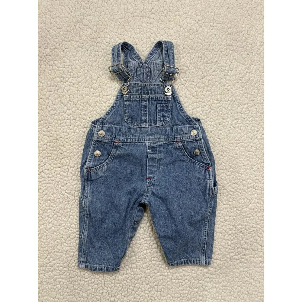 Vintage Baby Gap Denim Overalls Size 3-6M Carpenter Jeans Bib Blue Cotton Y2K
